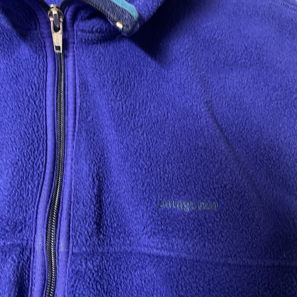 Patagonia Fleece Vest Men Medium Blue Vintage 90s USA Made Zip Up - Picture 4 of 7